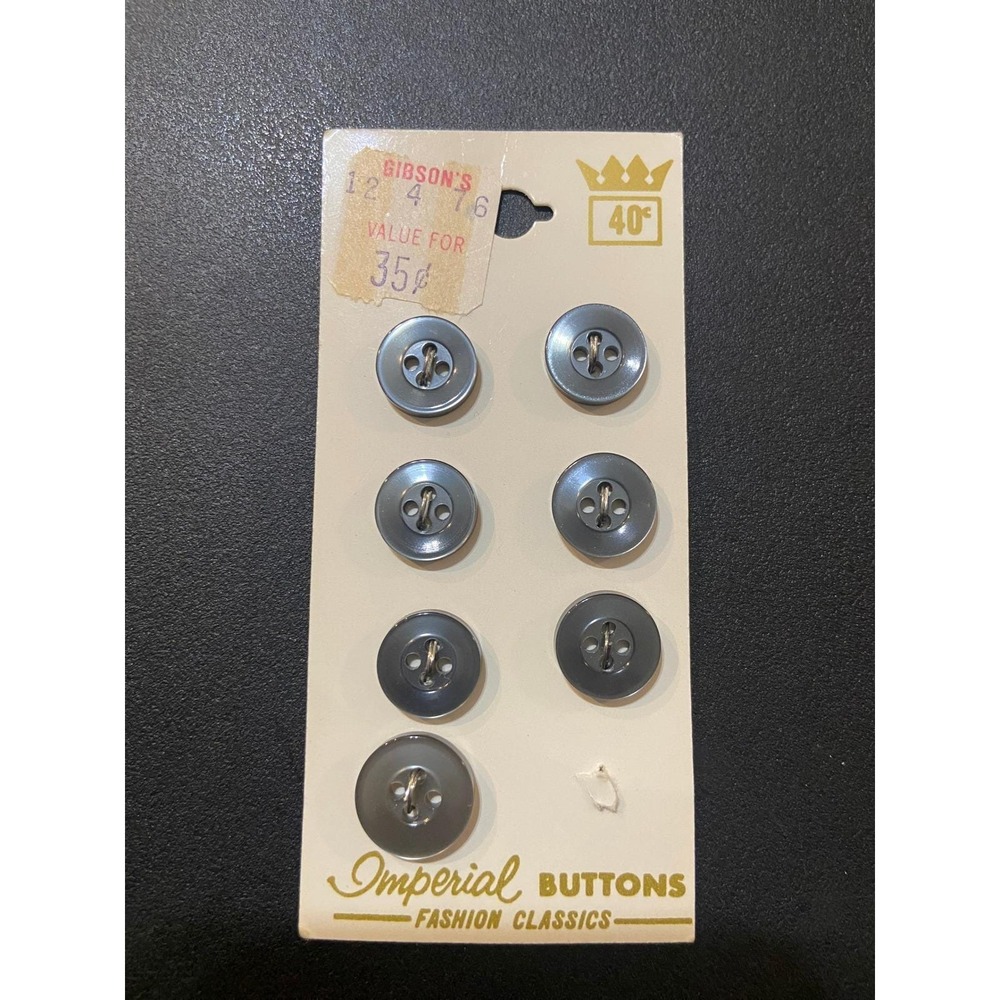 Imperial Buttons Classics Vintage 7pc Dark Gray Round 4 Holeā Sewing Craft